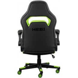 Oyun kreslosu 2E GAMING HEBI, PU Leather, Foldable Armrests, black-green (2E-GC-HEB-BK)