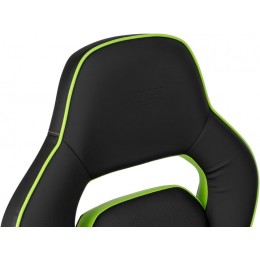 Oyun kreslosu 2E GAMING HEBI, PU Leather, Foldable Armrests, black-green (2E-GC-HEB-BK)