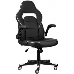 Oyun kreslosu 2E GAMING HEBI, PU Leather, Foldable Armrests, black-white (2E-GC-HEB-BKWT)