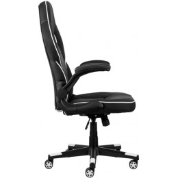 Oyun kreslosu 2E GAMING HEBI, PU Leather, Foldable Armrests, black-white (2E-GC-HEB-BKWT)
