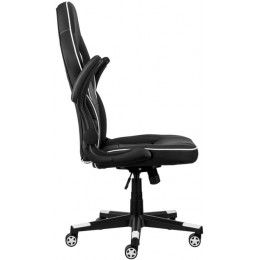 Oyun kreslosu 2E GAMING HEBI, PU Leather, Foldable Armrests, black-white (2E-GC-HEB-BKWT)