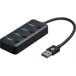 Adapter 2E Hub USB-A > 4xUSB-A, 0.25м, black (2E-W1405)