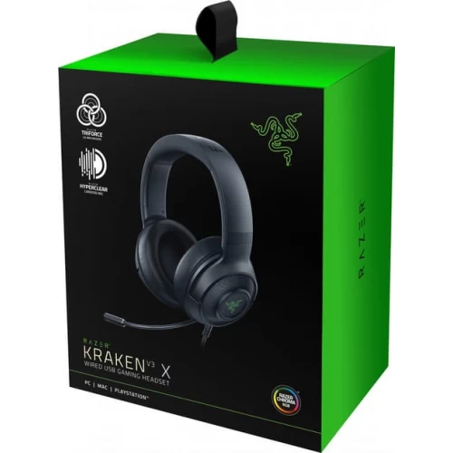 Игровая гарнитура Razer Kraken V3 X, 7.1, USB-A, RGB, 1.8m, black (RZ04-03750300-R3M1)
