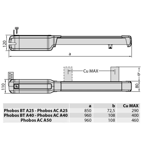 Автоматика для распашных ворот BFT PHOBOS AC A50 230V KIT FOR SWING GATE